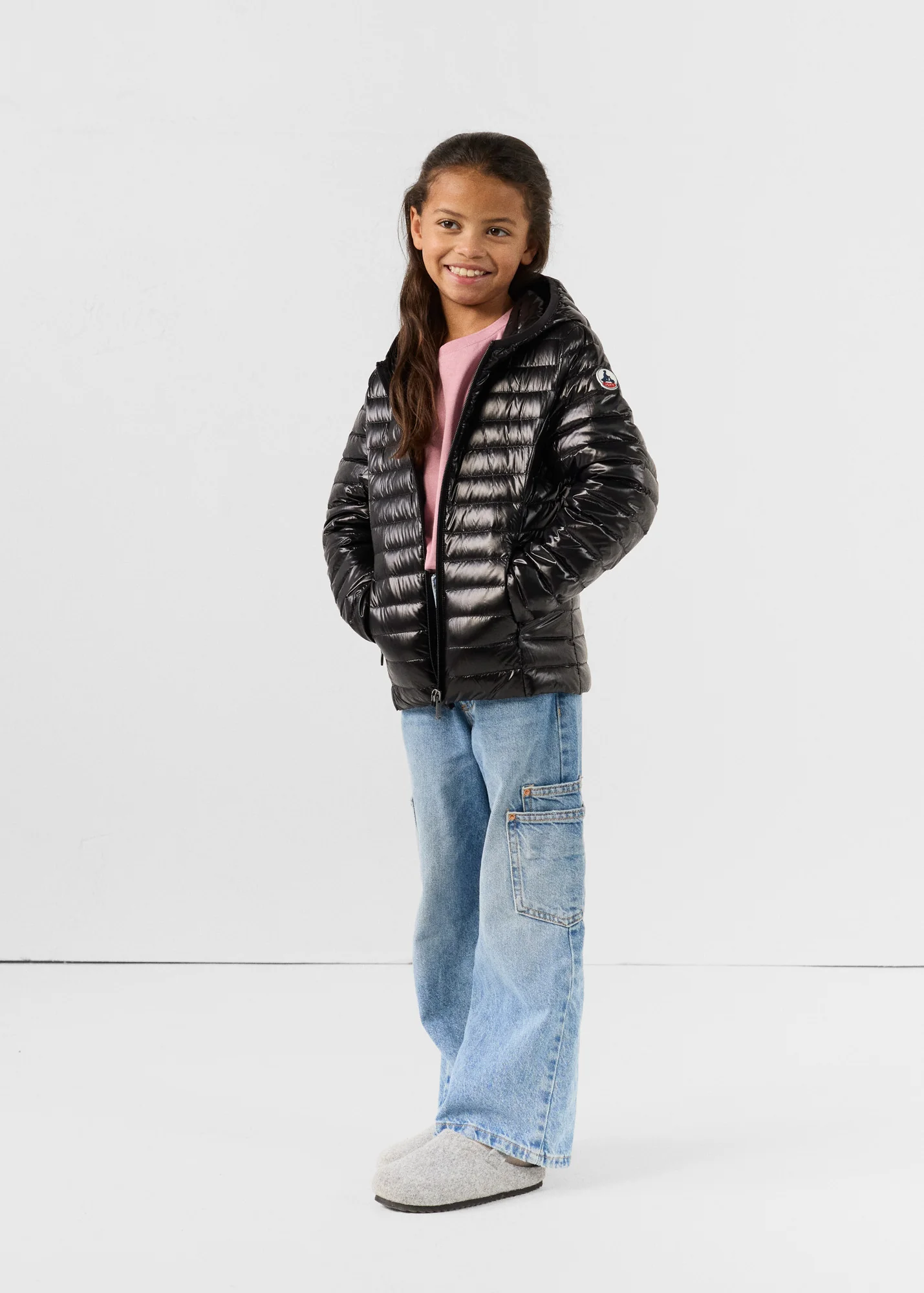 Doudoune légère à capuche enfant Noir Carla shiny - Image 5